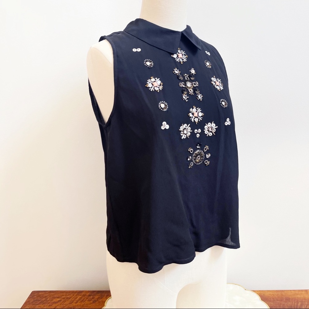 Lovers + Friends Black Beaded Top Small